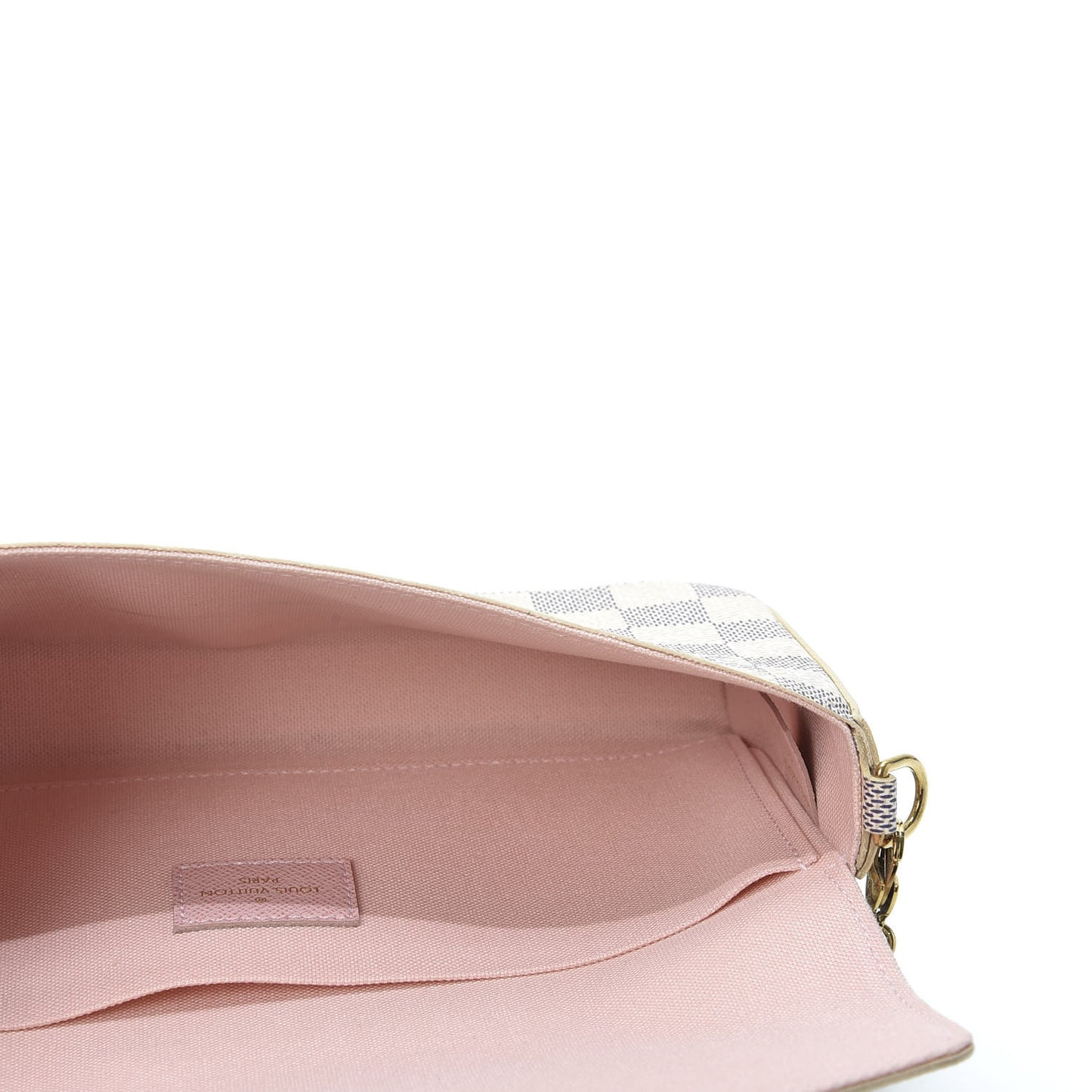 Damier Azur Pochette Felicie Chain Wallet Rose Ballerine