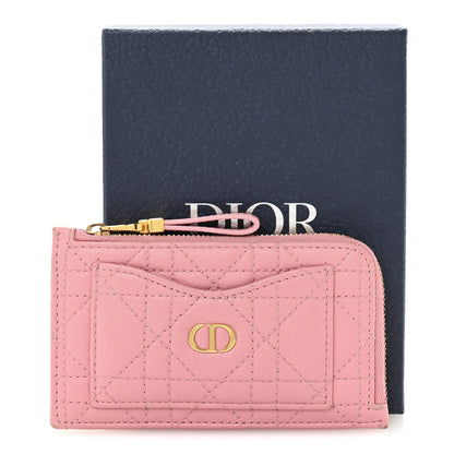 Christian Dior Supple Calfskin Cannage Caro Cosmos Zipped Card Holder Pink 10 of 10