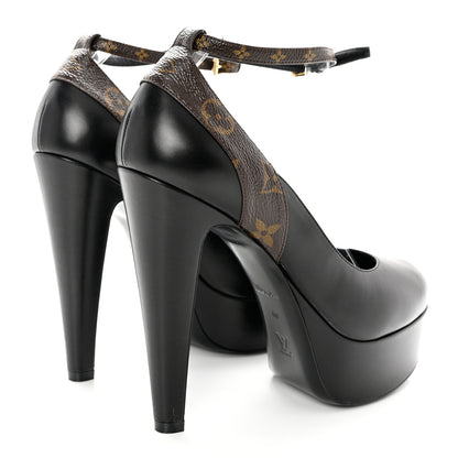 Louis Vuitton Calfskin Monogram Afterglow Platform Pumps 40 Black 4 of 9