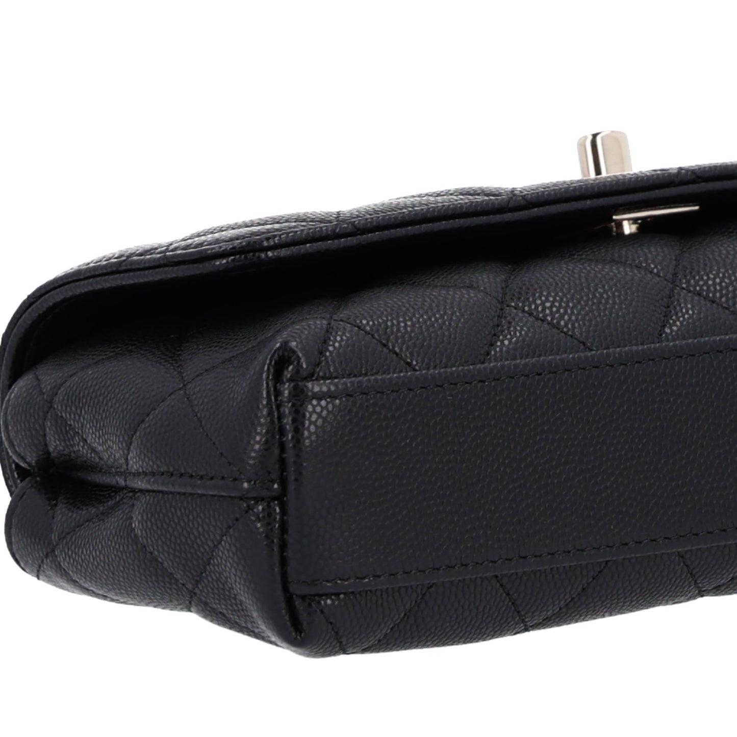 Caviar Quilted Coco Handle East West Clutch With Chain Black