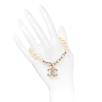 Chanel Graduated Pearl Crystal CC Bracelet Gold 2 of 7
