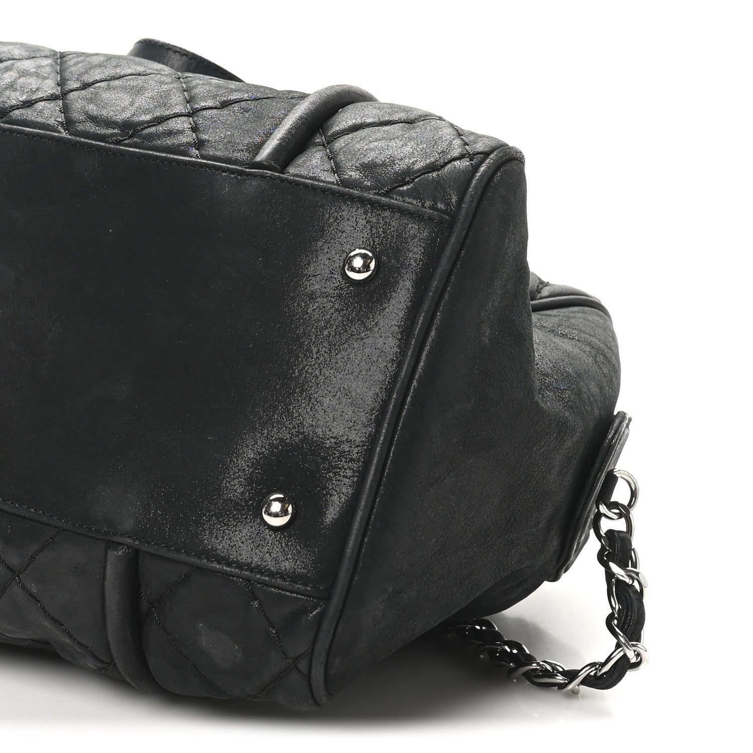 Chanel Iridescent Calfskin Quilted Relax CC Bowler Bag Black 10 of 10