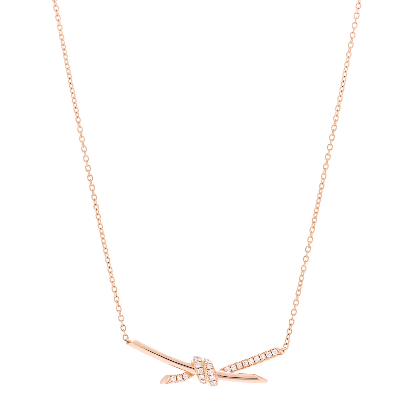 18K Rose Gold Diamond Knot Necklace
