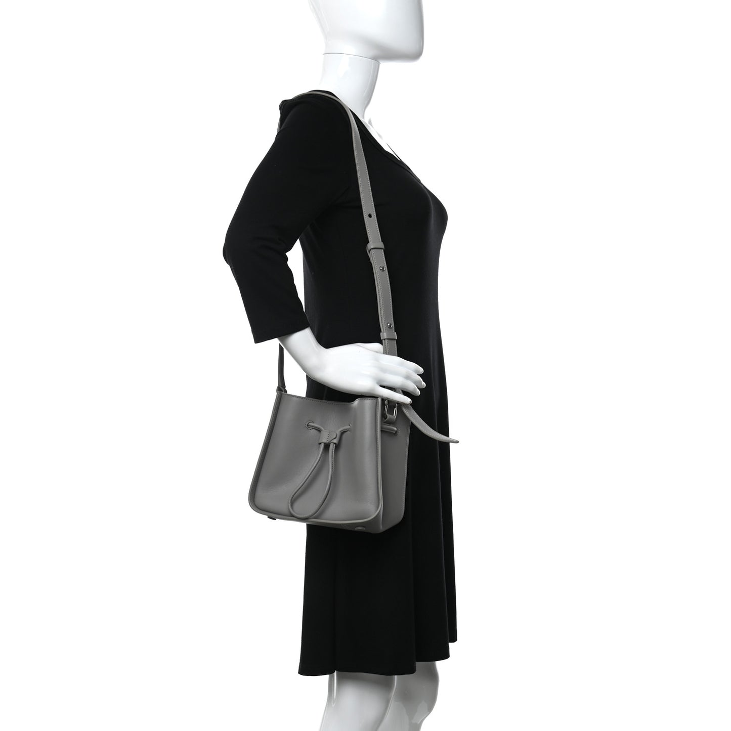 Smooth Calfskin Mini Soleil Bucket Bag Grey