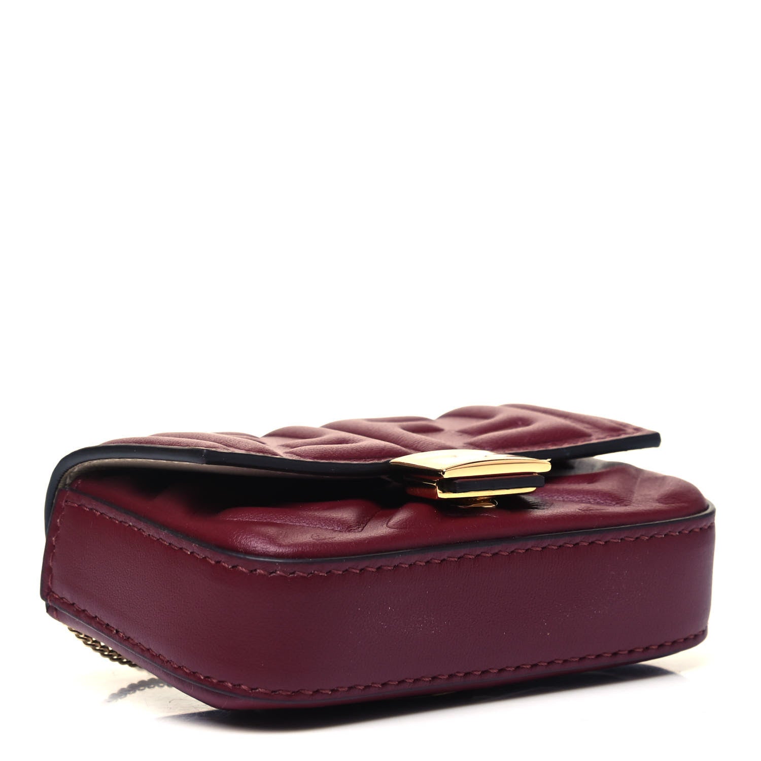 Fendi Nappa Matisse FF Embossed Nano Baguette Charm Barolo 3 of 7