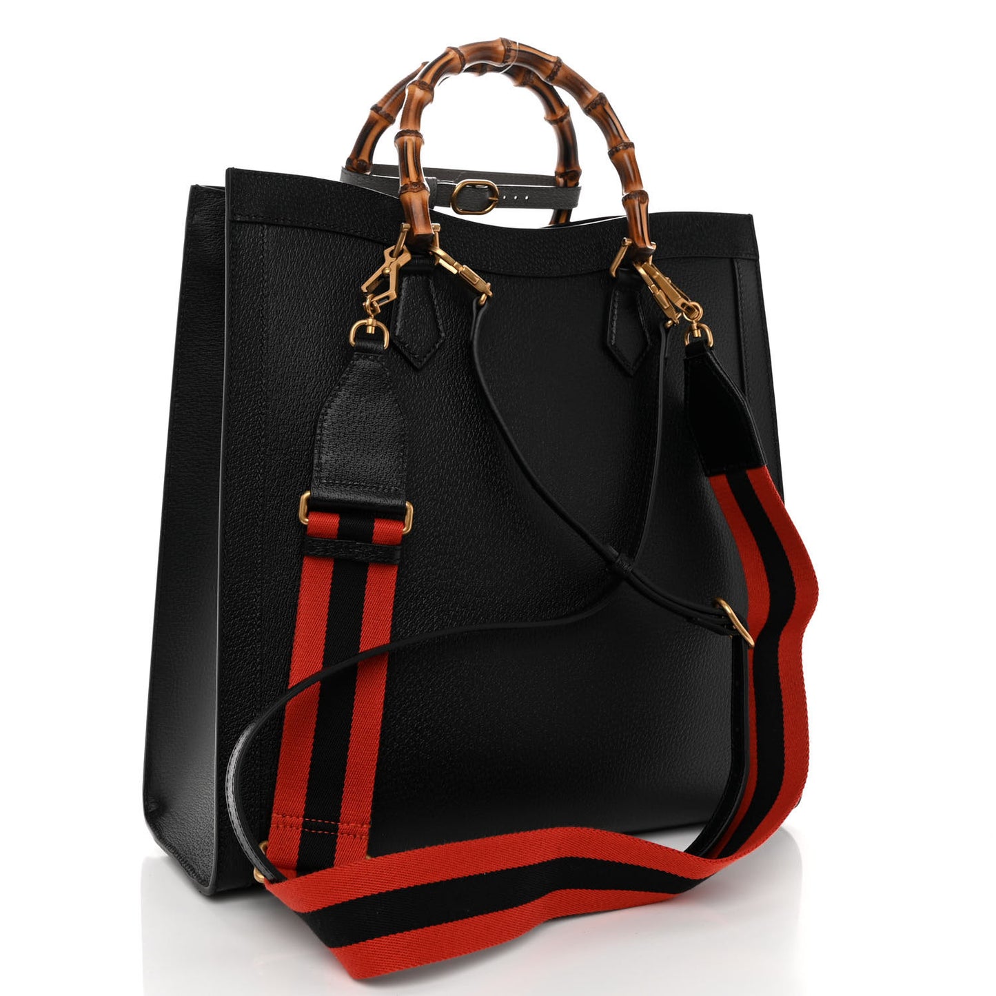 Wonka Grain Calfskin Large Diana Tote Bag Black
