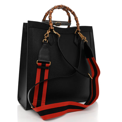 Gucci Wonka Grain Calfskin Large Diana Tote Bag Black 3 of 9