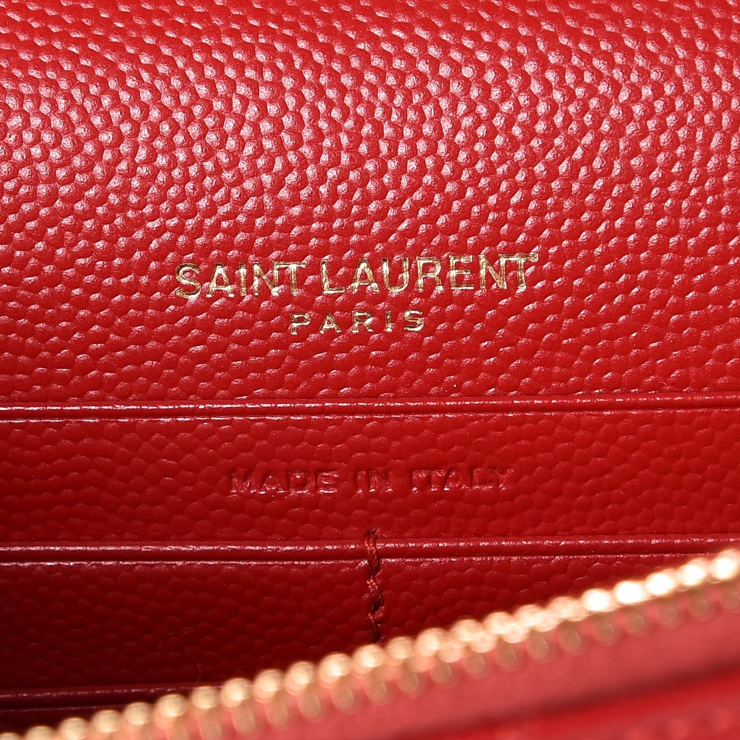 Grain De Poudre Matelasse Chevron Monogram Envelope Chain Wallet New Red