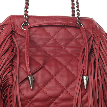 Chanel Lambskin Quilted Western Baluchon Fringe Bag Red 8 of 10