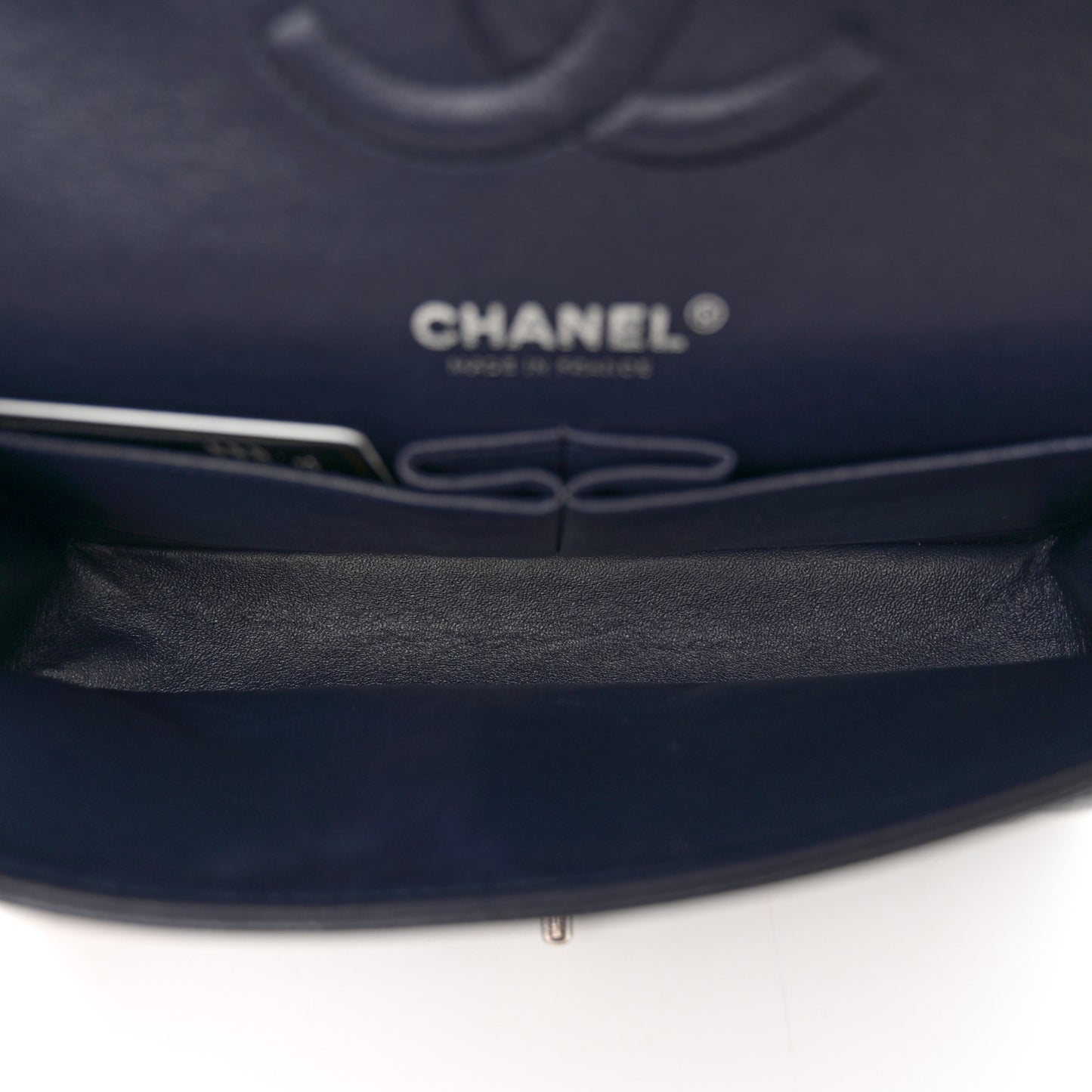 Caviar Quilted Medium Double Flap Navy