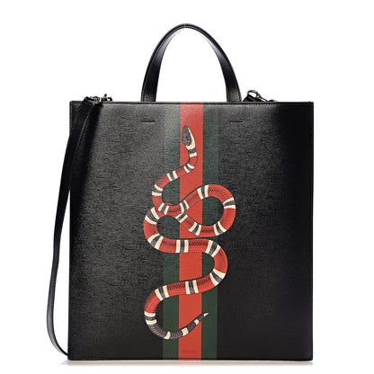 Gucci Calfskin Kingsnake Print Vertical Tote Black 1 of 11
