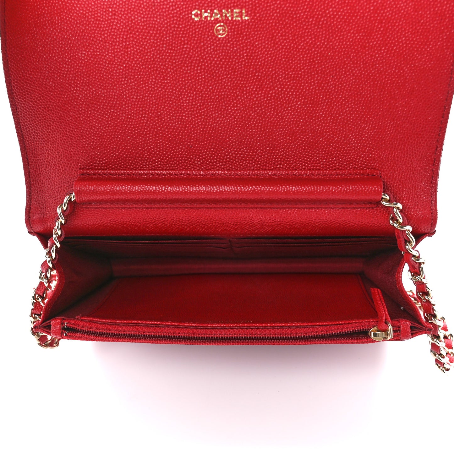 Caviar Quilted Vintage Mademoiselle Wallet On Chain WOC Red