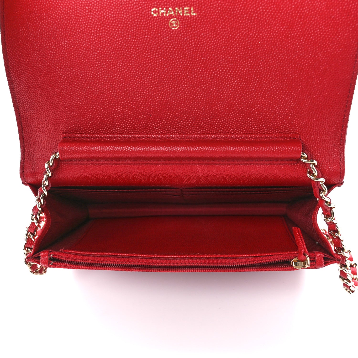 Chanel Caviar Quilted Vintage Mademoiselle Wallet On Chain WOC Red 5 of 11