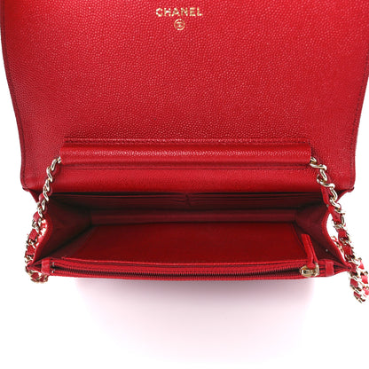 Chanel Caviar Quilted Vintage Mademoiselle Wallet On Chain WOC Red 5 of 11