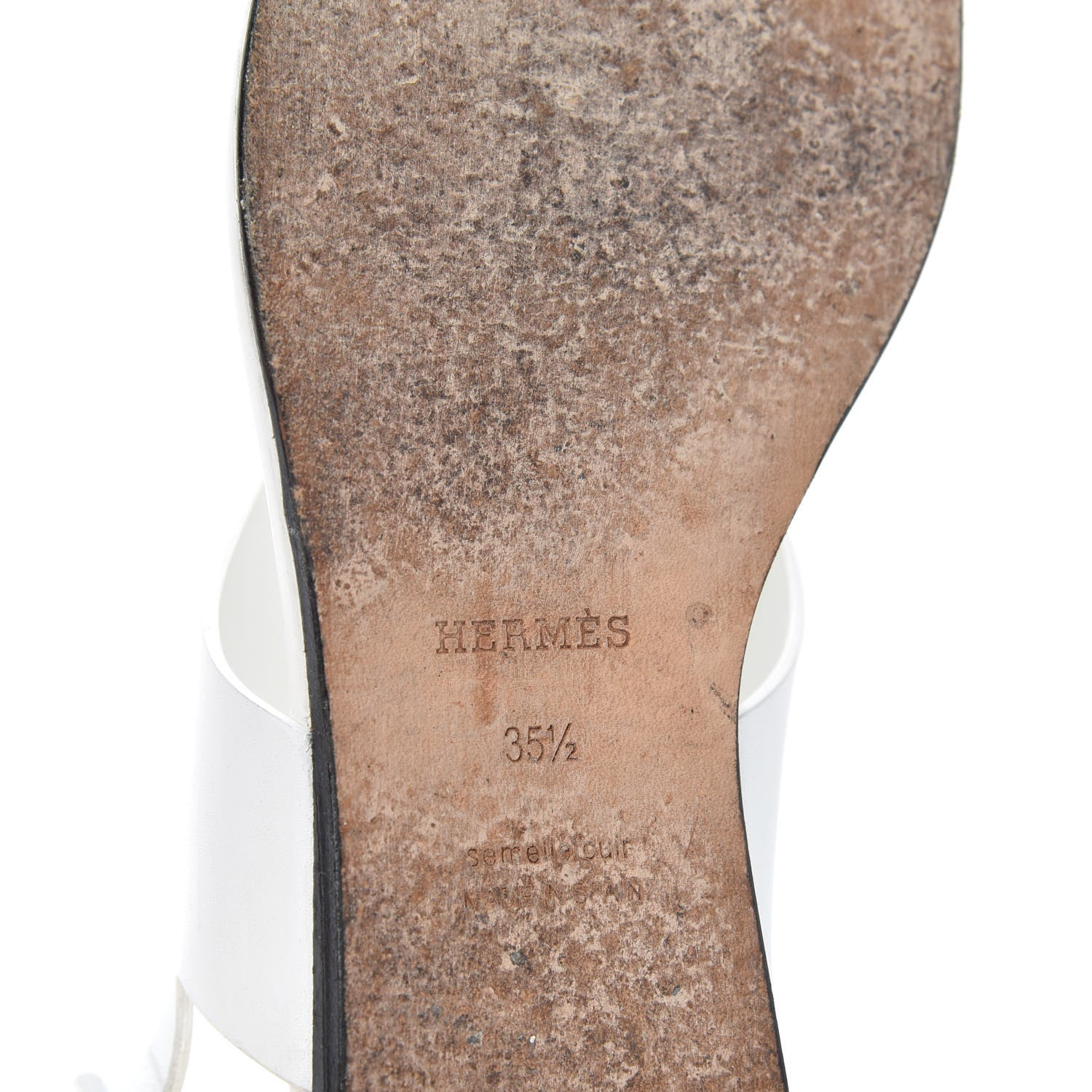 Hermes Calfskin Kola Sandals 35.5 White 9 of 11