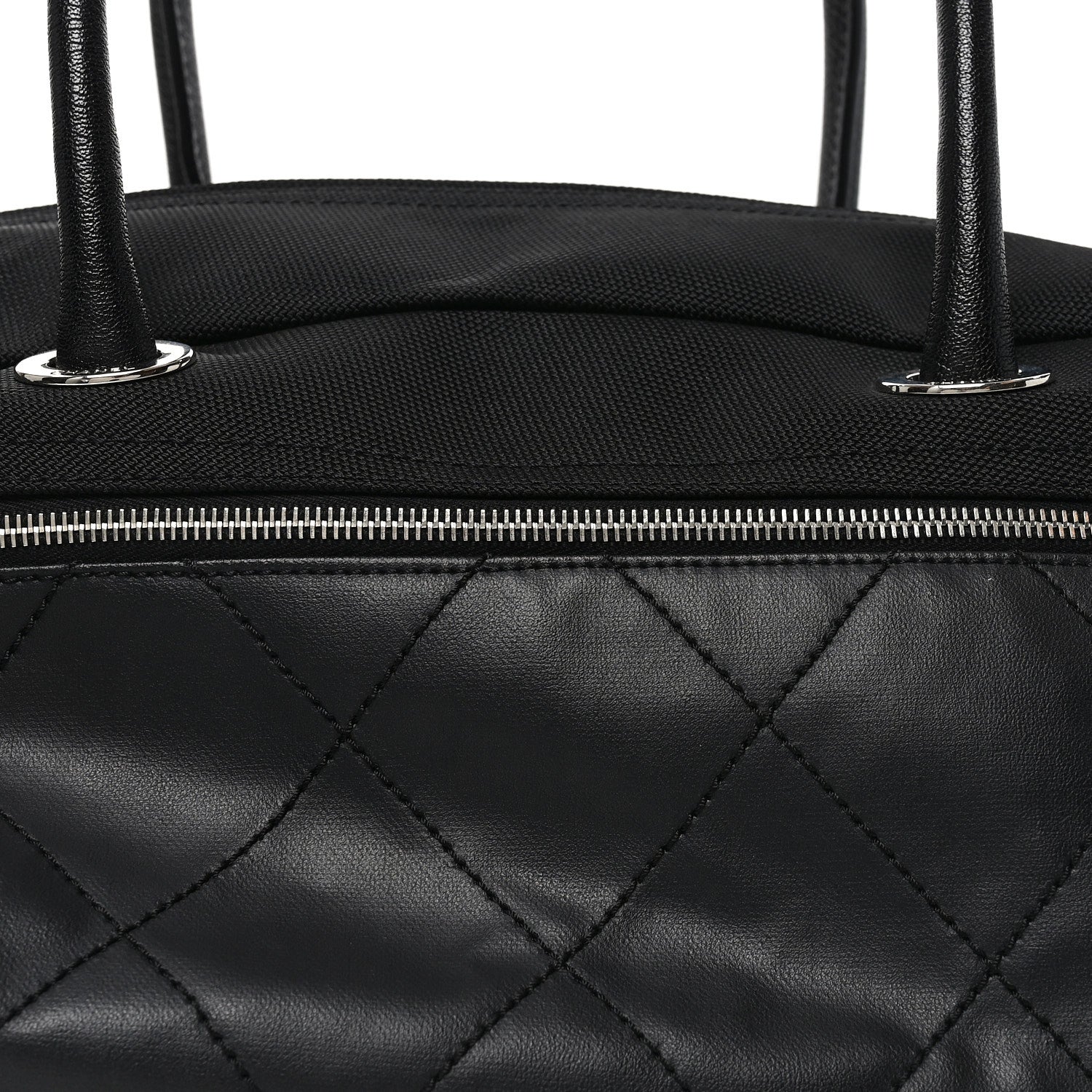 Chanel Coated Canvas Quilted Paris Biarritz Bowler Black 8 of 10