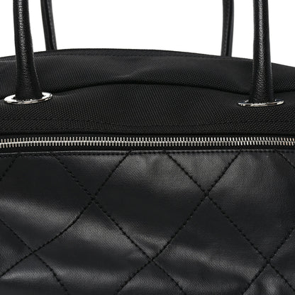 Chanel Coated Canvas Quilted Paris Biarritz Bowler Black 8 of 10