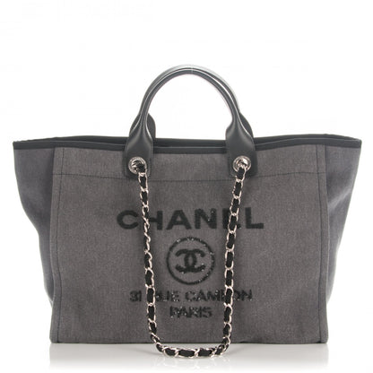 Chanel Canvas Sequin Large Deauville Tote Charcoal 1 of 7