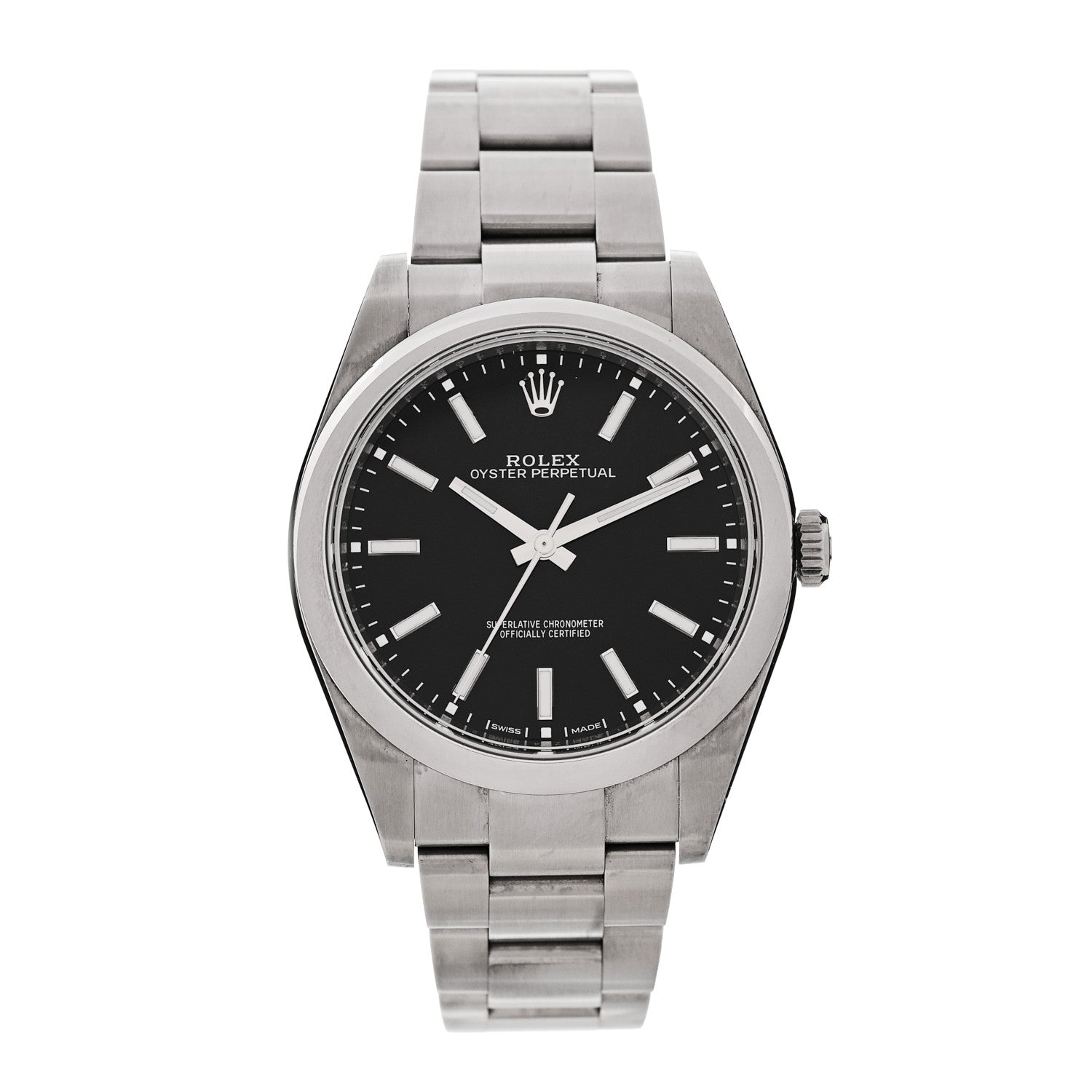 Rolex Stainless Steel 39mm Oyster Perpetual Watch Black 114300 1 of 5