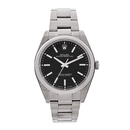 Rolex Stainless Steel 39mm Oyster Perpetual Watch Black 114300 1 of 5
