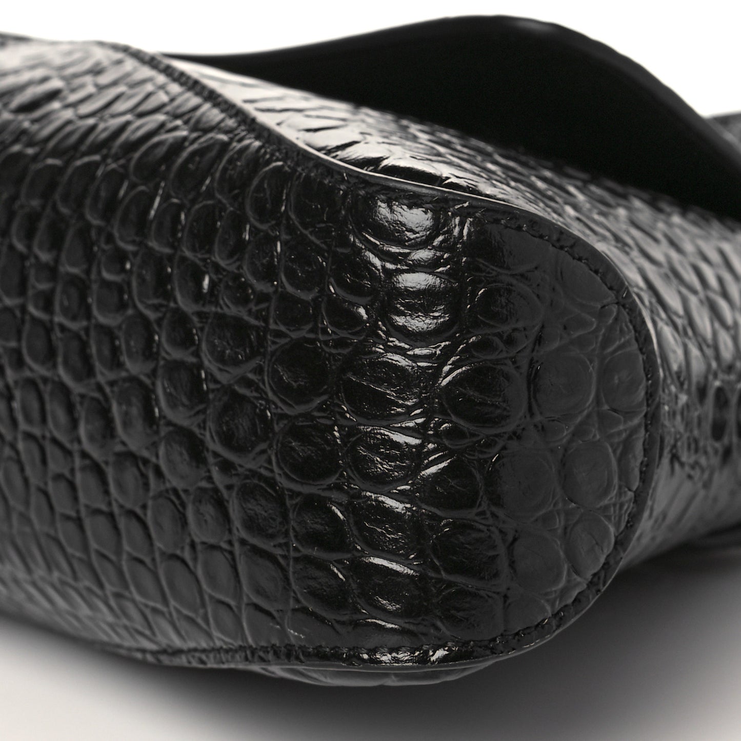 Shiny Super Supple Calfskin Crocodile Embossed Medium XX Flap Bag Black