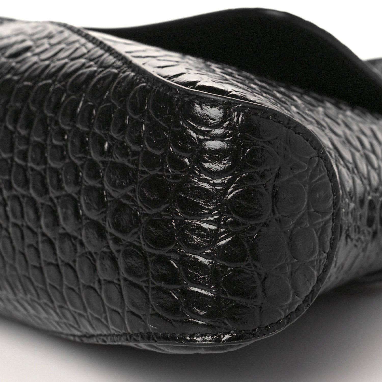 Balenciaga Shiny Super Supple Calfskin Crocodile Embossed Medium XX Flap Bag Black 9 of 9