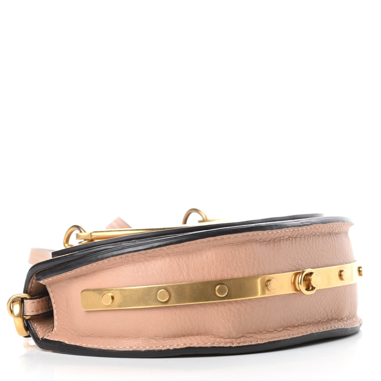 Calfskin Suede Patchwork Small Nile Bracelet Minaudiere Bag Beige Brown