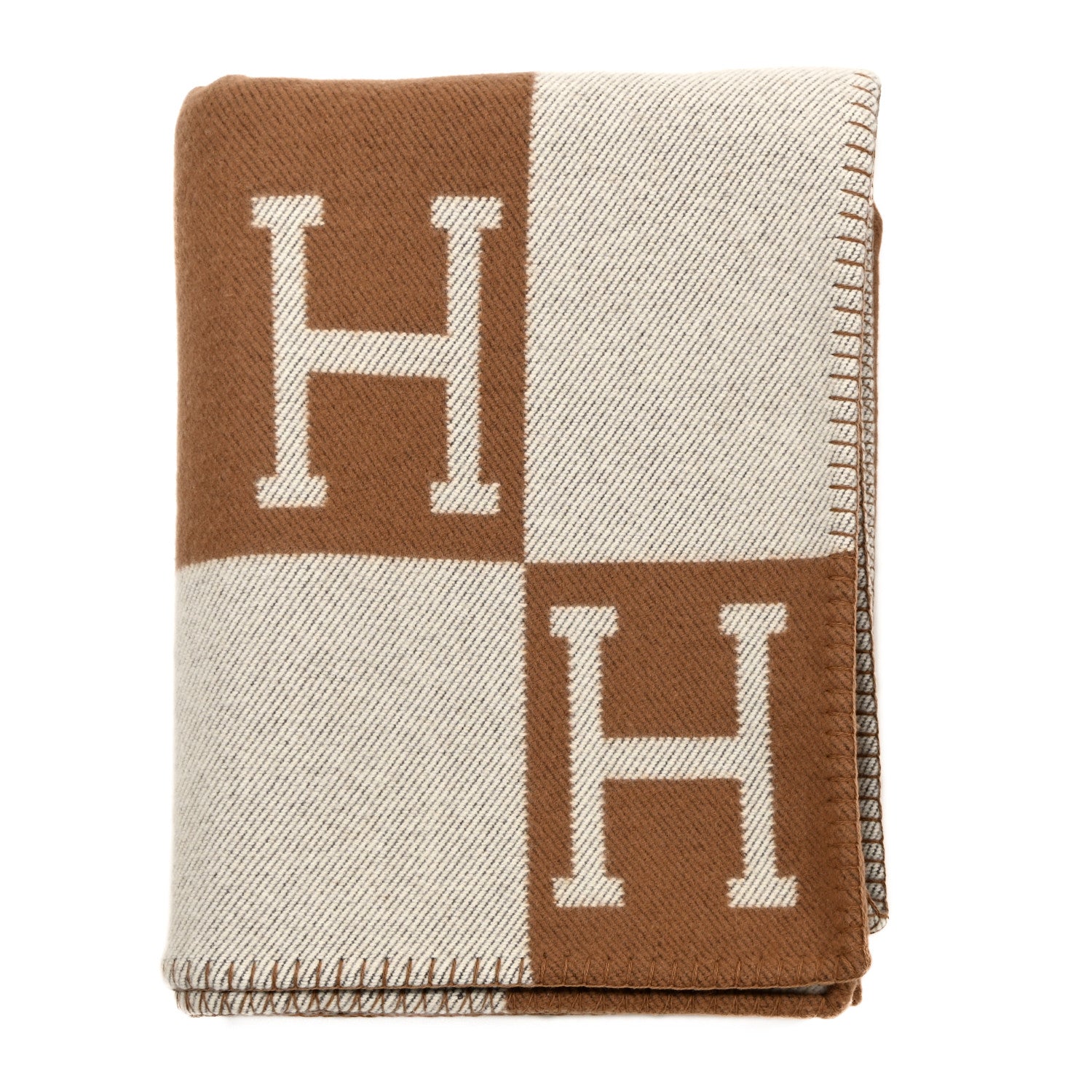 Hermes Wool Cashmere Avalon Blanket Ecru Camel 1 of 3
