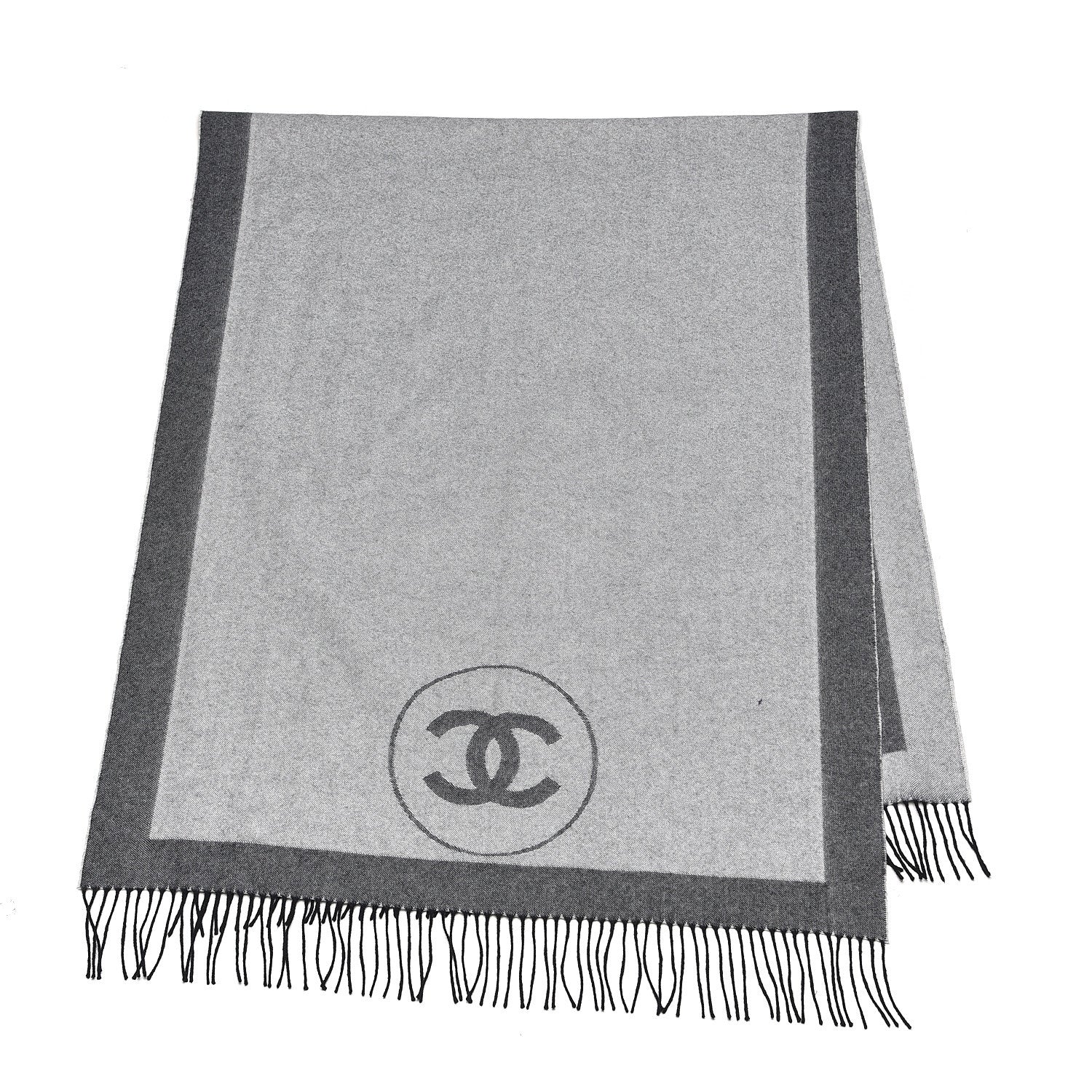 Chanel Cashmere CC Fringe Scarf Grey 3 of 4