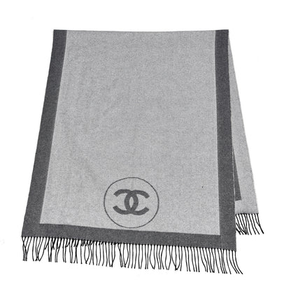 Chanel Cashmere CC Fringe Scarf Grey 3 of 4