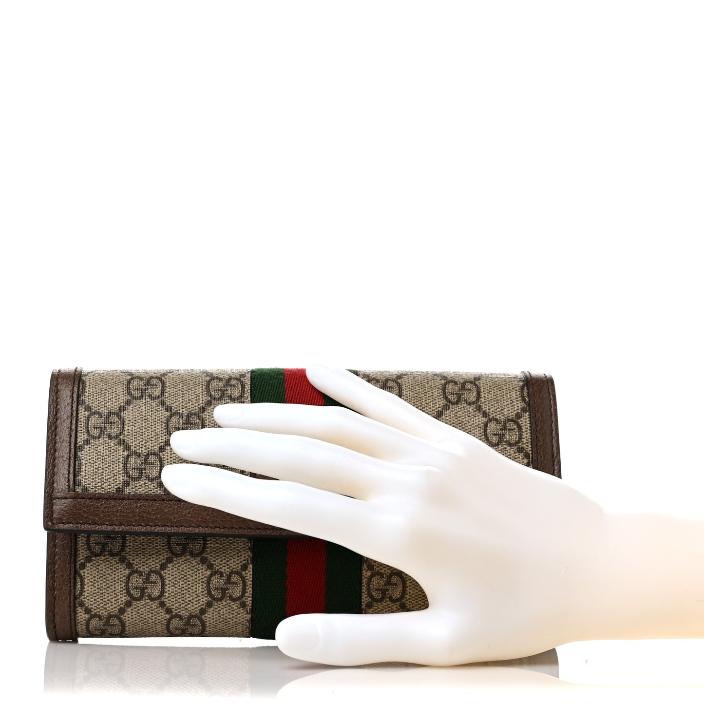 GG Supreme Monogram Web Ophidia Continental Wallet Brown