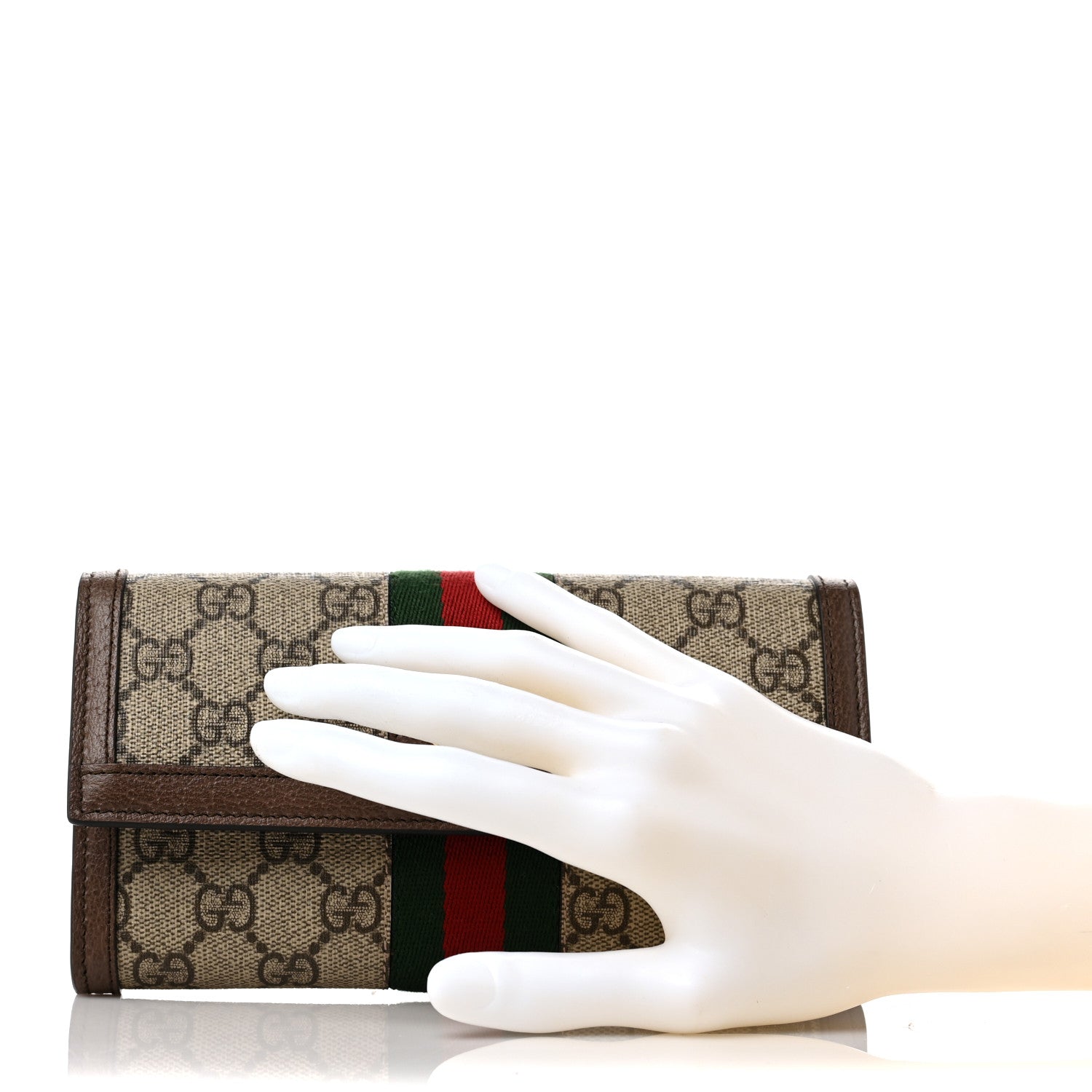 Gucci GG Supreme Monogram Web Ophidia Continental Wallet Brown 2 of 10