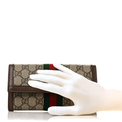 Gucci GG Supreme Monogram Web Ophidia Continental Wallet Brown 2 of 10