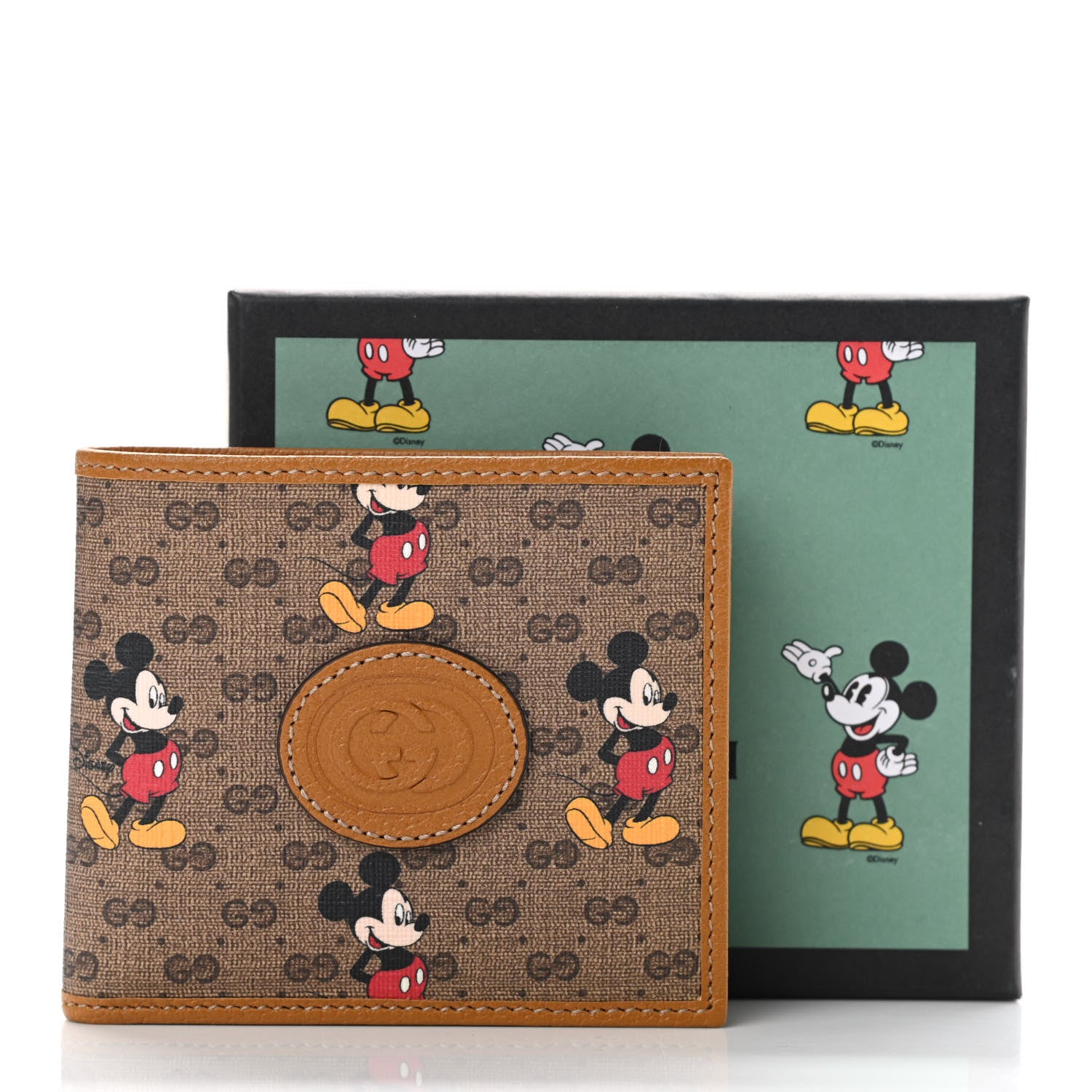 Gucci X DISNEY Mini Vintage GG Supreme Monogram Mickey Mouse Wallet Beige Vintage Sun Oil 8 of 8