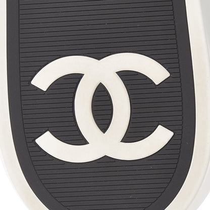Chanel Embroidered Calfskin Womens CC Sneakers 39.5 Black White 6 of 8