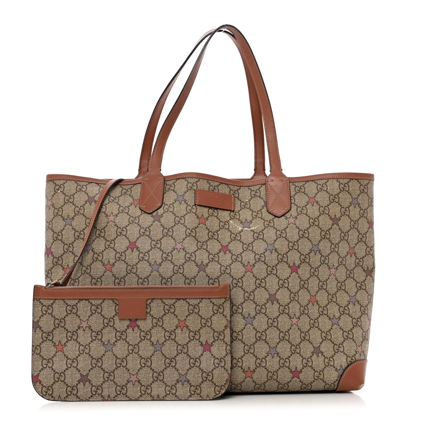 GG Supreme Stars Tote Brown Pink