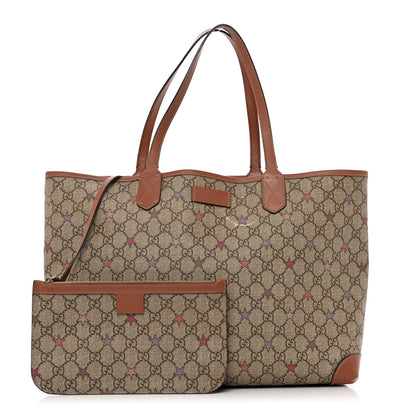 Gucci GG Supreme Stars Tote Brown Pink 1 of 12