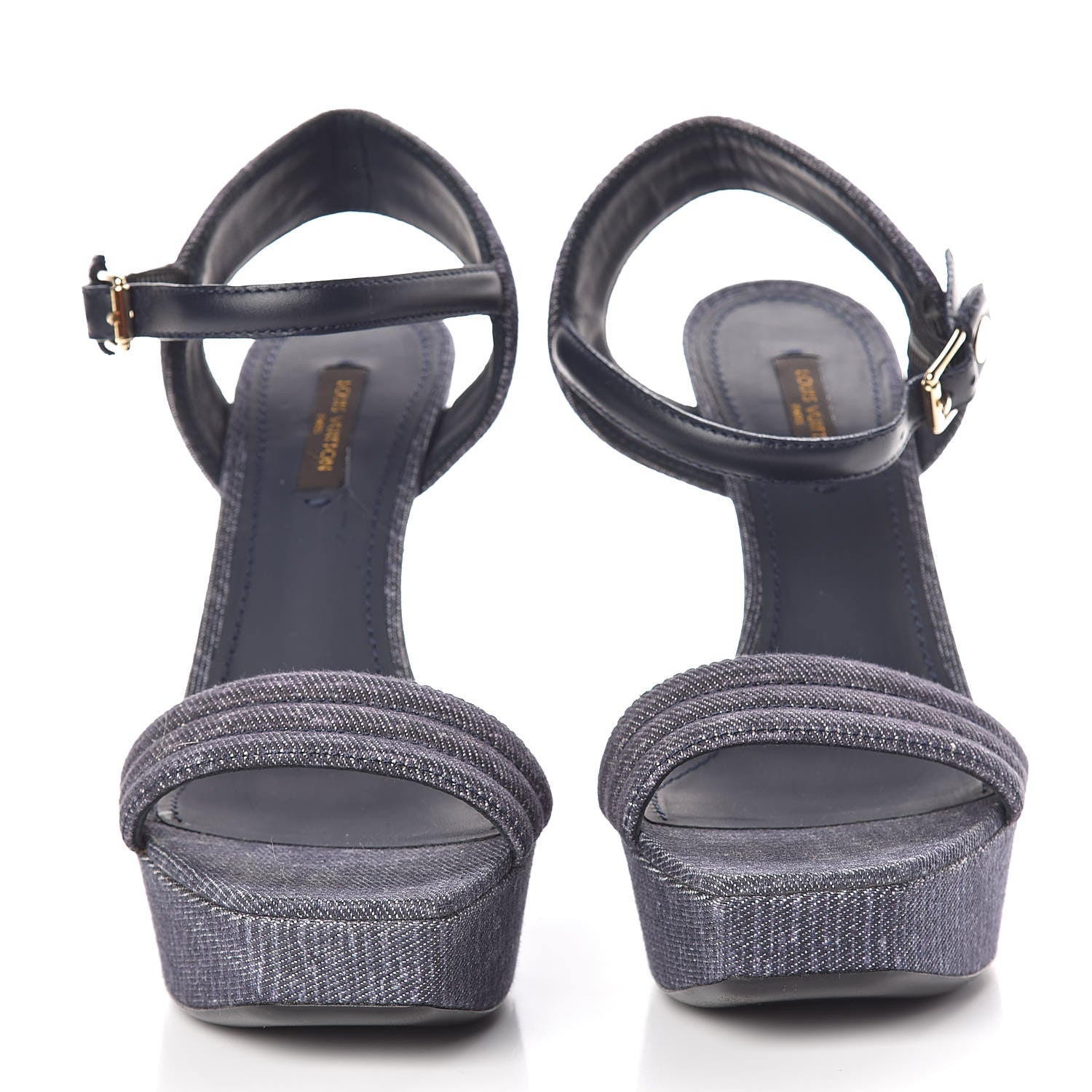 Louis Vuitton Platform Open Toe Sandals 36.5 Denim 2 of 7