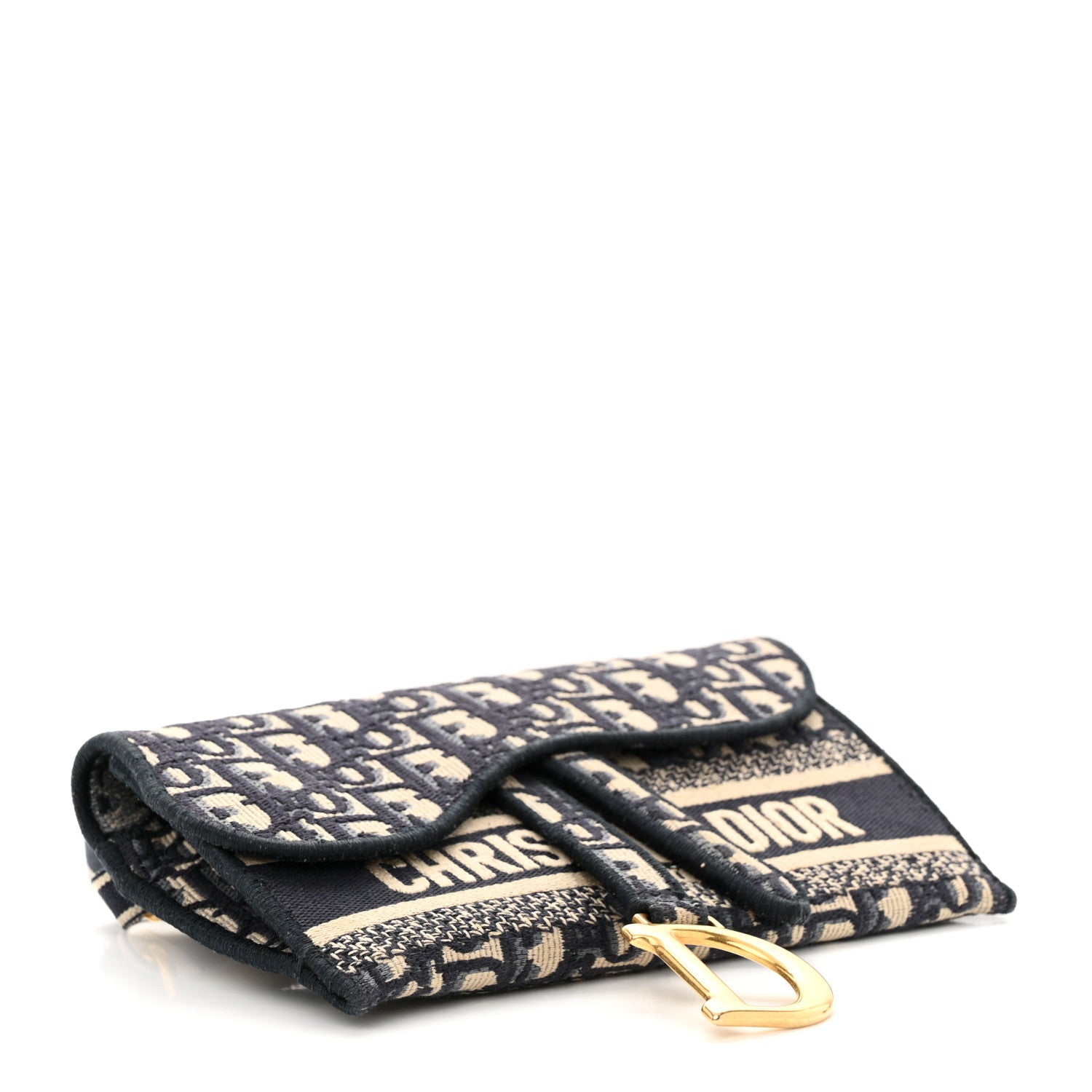 Christian Dior Oblique Slim Saddle Pouch Blue 5 of 12
