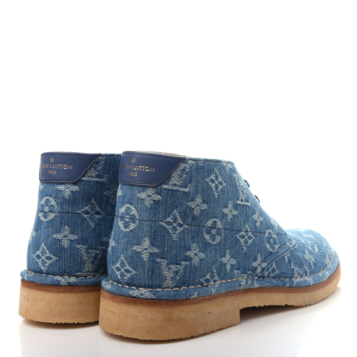 Louis Vuitton Monogram Denim Mens High-Derby Boots 7 Blue 4 of 12