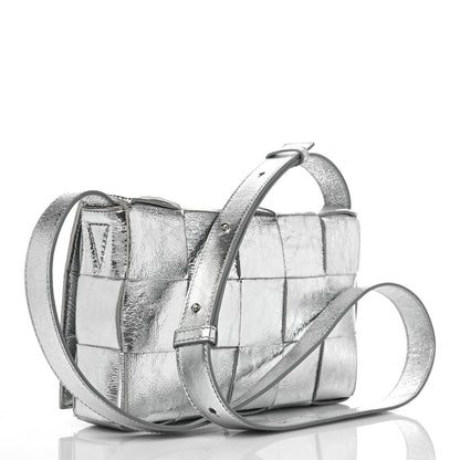 Bottega Veneta Metallic Lambskin Maxi Intrecciato Cassette Crossbody Bag Silver 3 of 10