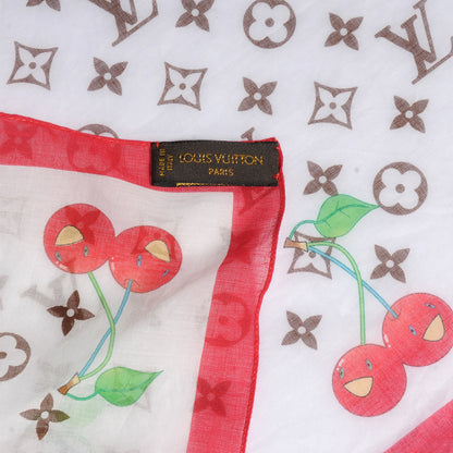 Louis Vuitton Cotton Monogram Cerises Scarf White 4 of 4