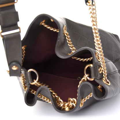 Chanel Calfskin Quilted Small On My Shoulder Drawstring Bag Dark Green 5 of 10
