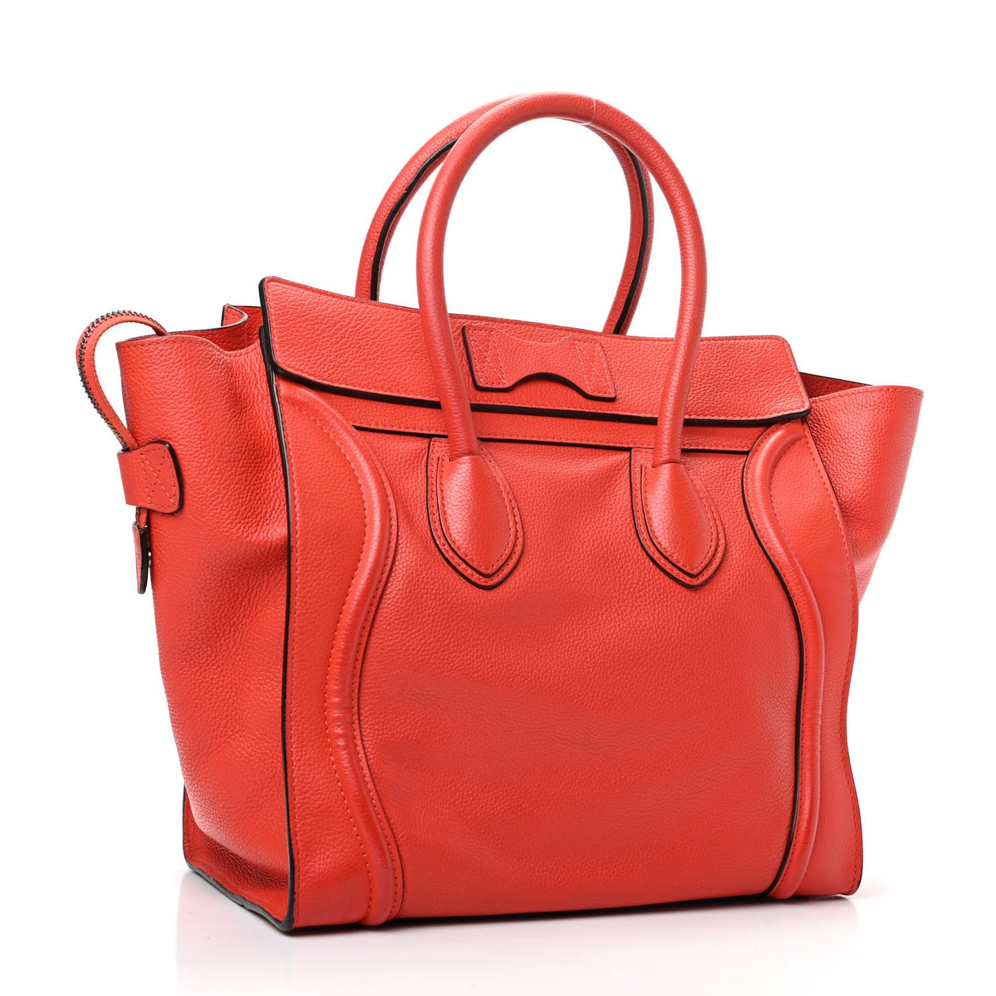 Drummed Calfskin Mini Luggage Coquelicot