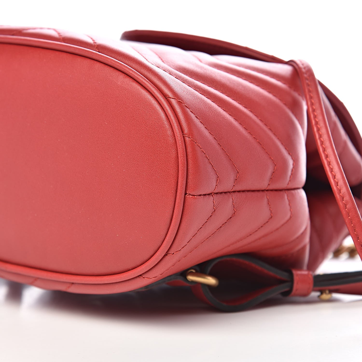Gucci Calfskin Matelasse GG Marmont Flap Backpack Hibiscus Red 9 of 10