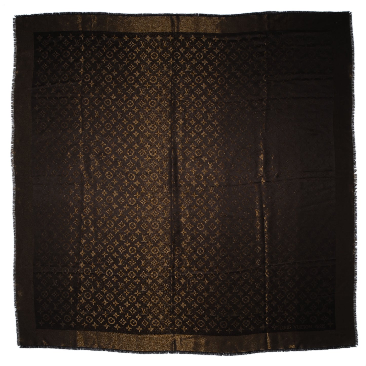 Silk Lurex Wool Monogram Shine Shawl Brown