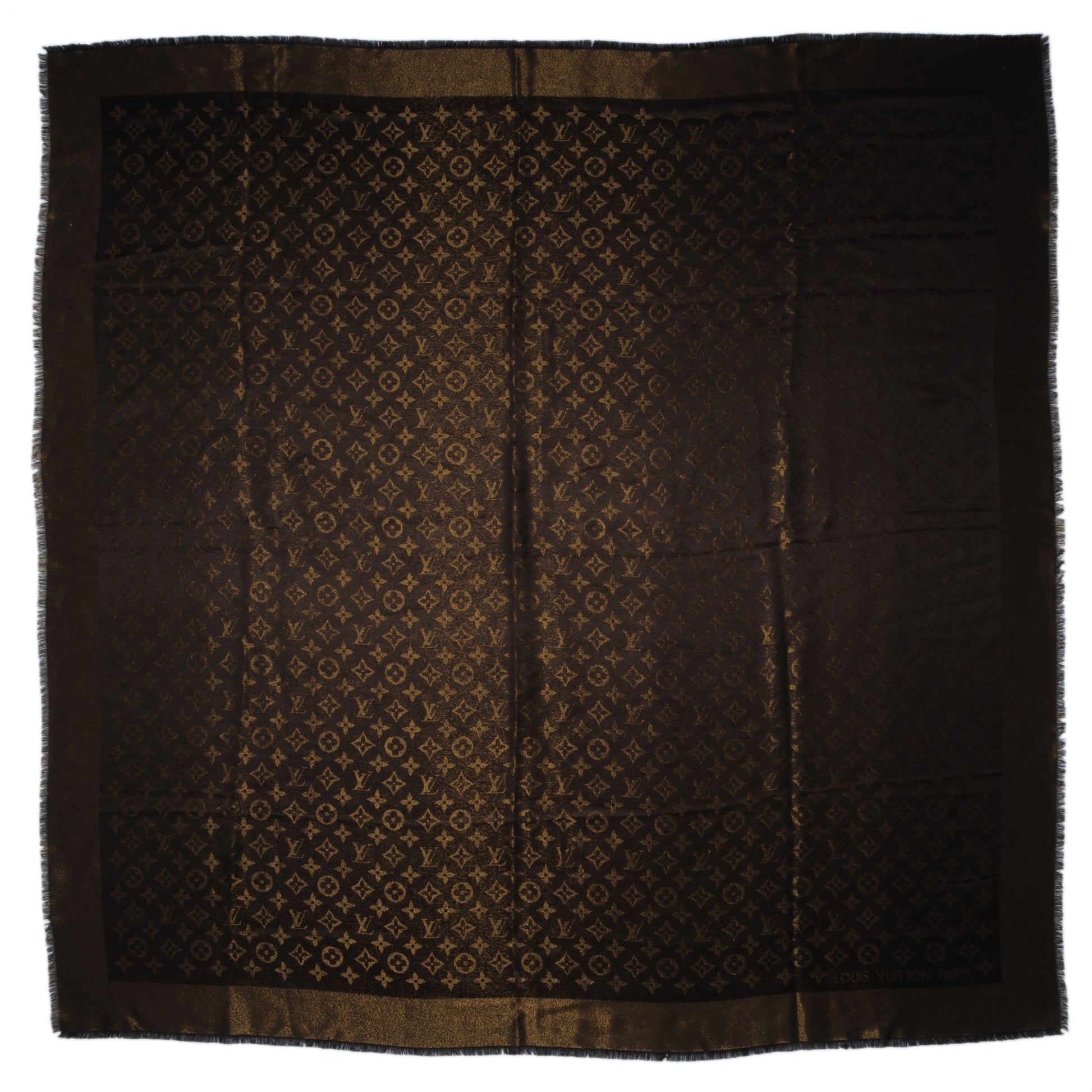 Louis Vuitton Silk Lurex Wool Monogram Shine Shawl Brown 3 of 4