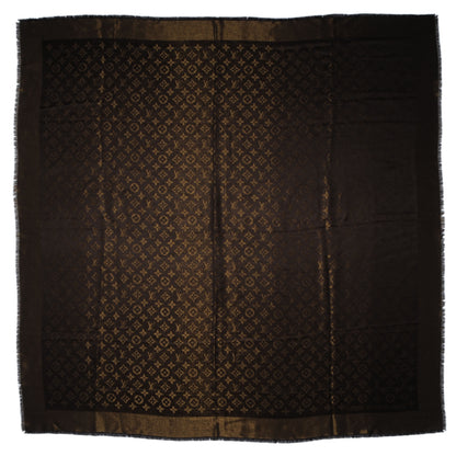 Louis Vuitton Silk Lurex Wool Monogram Shine Shawl Brown 3 of 4