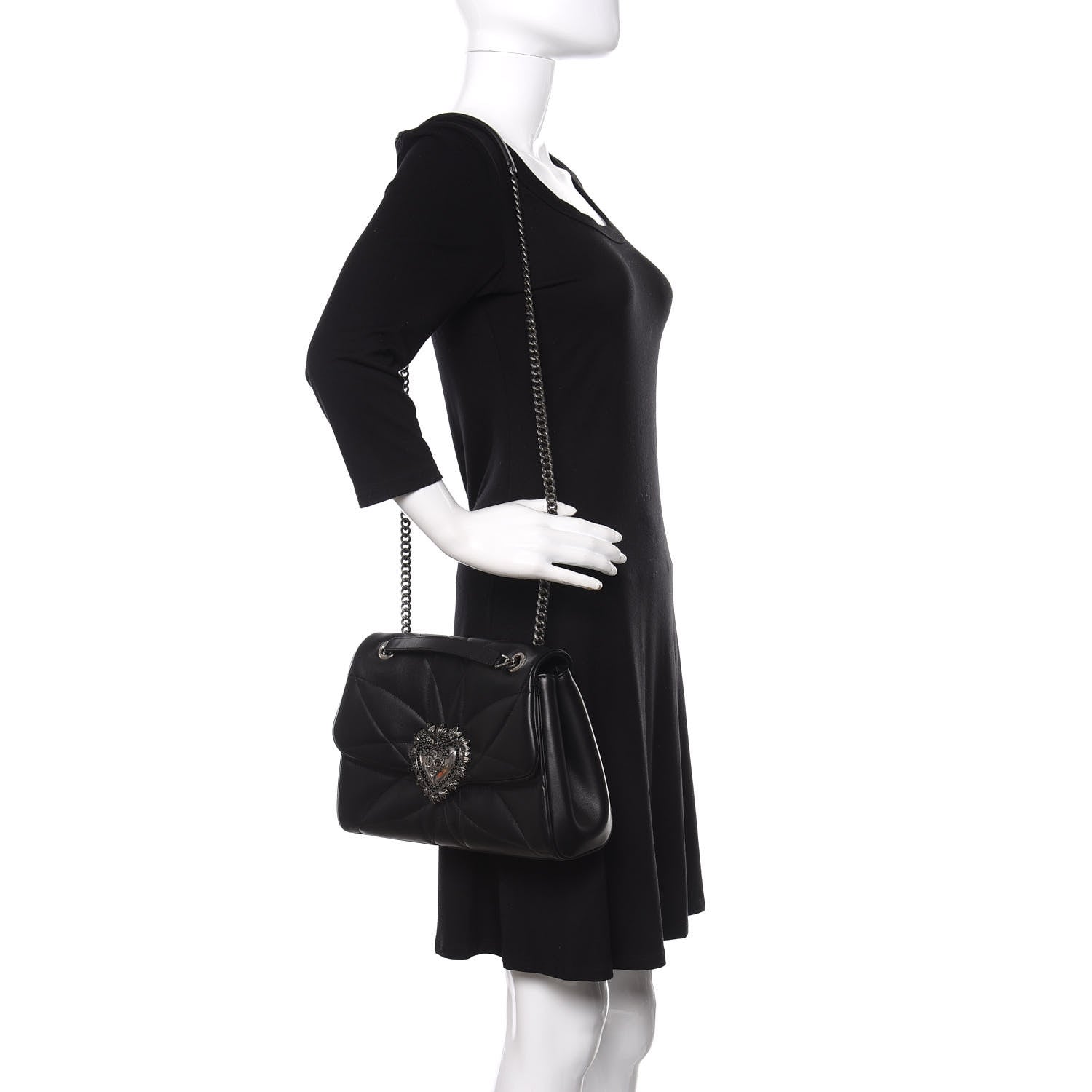 Dolce & Gabbana Lambskin Devotion Shoulder Bag Black 3 of 11