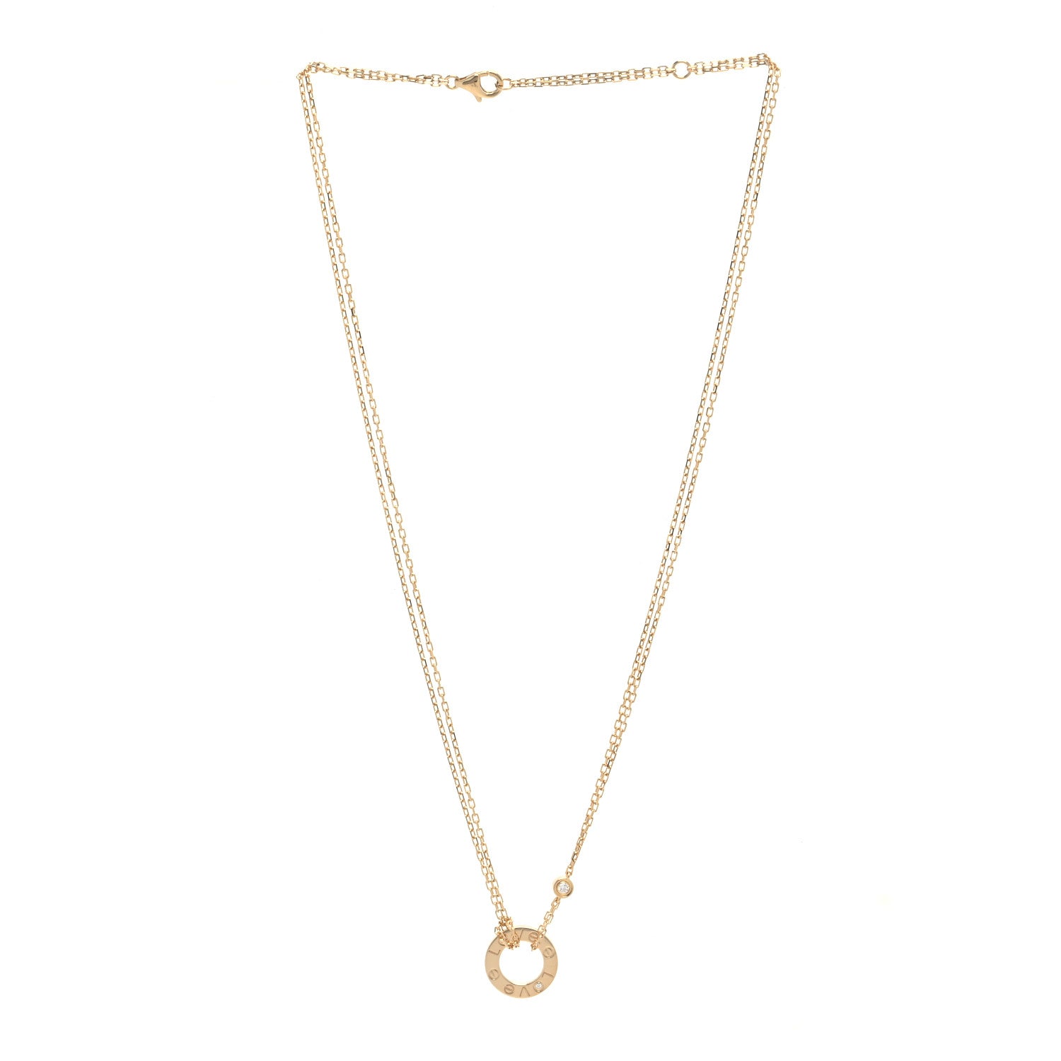 Cartier 18K Yellow Gold 2 Diamond LOVE Necklace 2 of 6